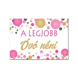   A Legjobb Óvó néni Rózsaszín Pasztell Konfettis Hűtőmágnes