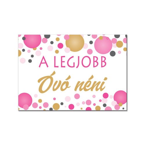 A Legjobb Óvó néni Rózsaszín Pasztell Konfettis Hűtőmágnes