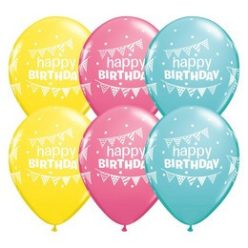   11 inch-es Birthday Pennants and Dots Szülinapi Lufi (6 db/csomag)