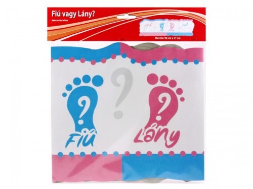 Fiú vagy Lány Babaváró Parti Banner - 90 cm x 27 cm