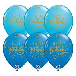 11 inch-es Birthday Dots & Sparkles Blue Szülinapi Lufi (6 db/csomag)