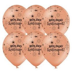   11 inch-es Boldog Szülinapot Feliratú Sparkle Rosegold Szülinapi Lufi (6 db/csomag)
