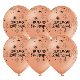 11 inch-es Boldog Szülinapot Feliratú Sparkle Rosegold Szülinapi Lufi (6 db/csomag)