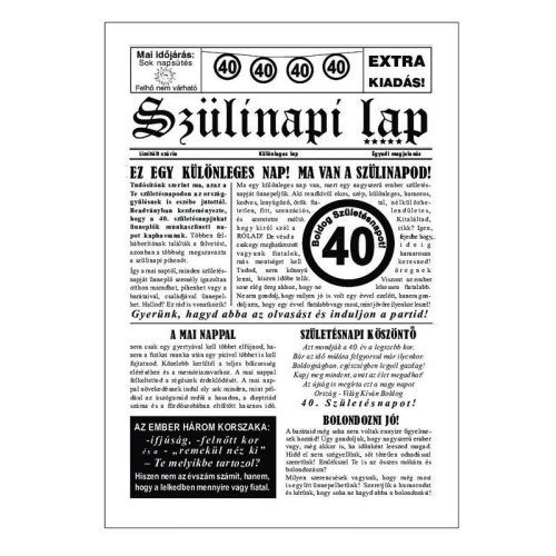 40-es Számos Születésnapi Vicces Újság