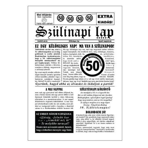 50-es Számos Születésnapi Vicces Újság