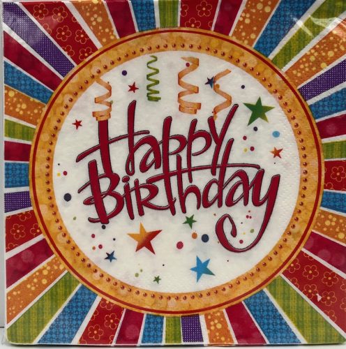 Szalvéta Happy Birtday 15db-os