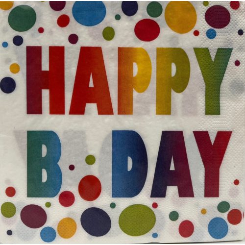 Szalvéta 20db-os Happy Birtday nagy pöttyös 15db-os