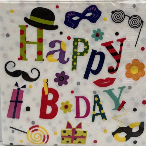 Szalvéta 20db-os Happy Birtday kicsi pöttyös 15db-os