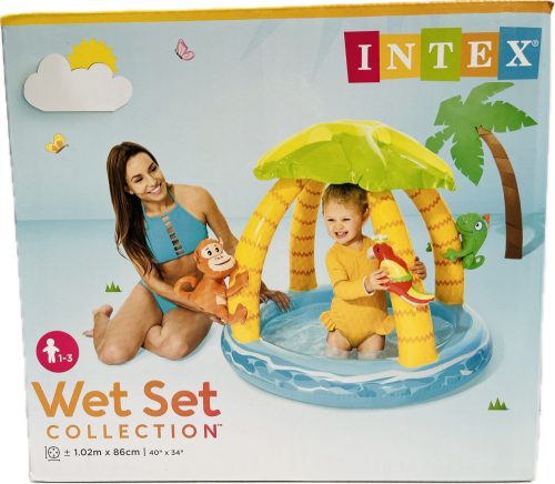 Felfújható medence állatos, kék, pálmafás 102*86cm INTEX