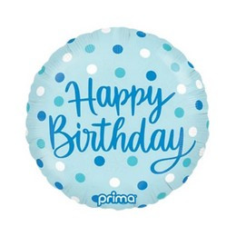 18 inch-es Happy Birthday Blue Dots Fólia Lufi