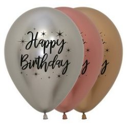 12 inch-es Happy Birthday Reflex Szülinapi Assortment Lufi