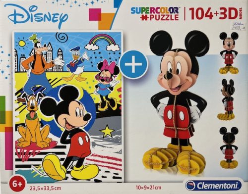 Puzzle Clementoni 104db-os+3D figura 23,5x33,5cm Mickiegér