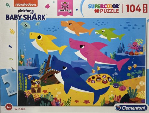 Puzzle Clementoni 104 db-os SuperColor Maxi 4+ "Baby Shark" 