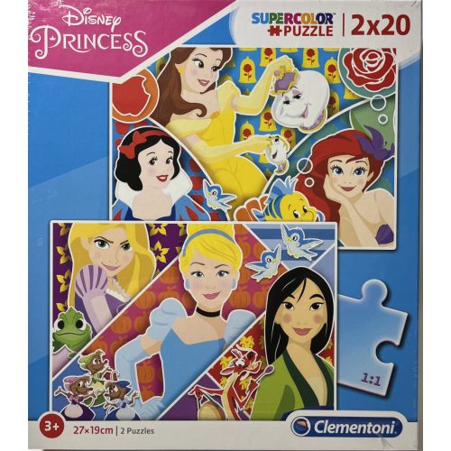 Puzzle Clementoni 2x20 db-os  27x19cm Supercolor Disney Princess