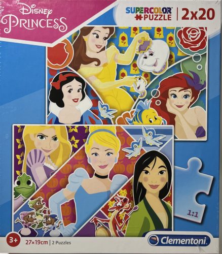 Puzzle Clementoni 2x20 db-os  27x19cm Supercolor Disney Princess