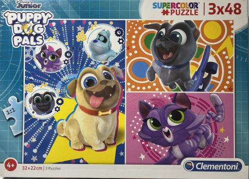 Puzzle Clementoni 3x48 db-os 4+ Supercolor Puppy dog Pals
