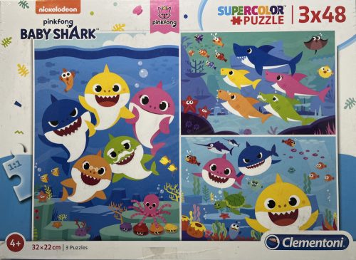 Puzzle Clementoni 3x48 db-os  4+ Supercolor, Baby Shark