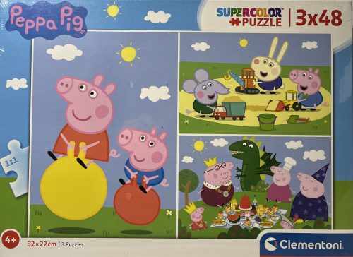 Puzzle Clementoni 3x48 db-os  4+ Supercolor Peppa Pig