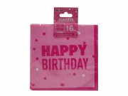 Szalvéta Happy Birthday rózsaszín kétrétegű 16db 33x33cm 