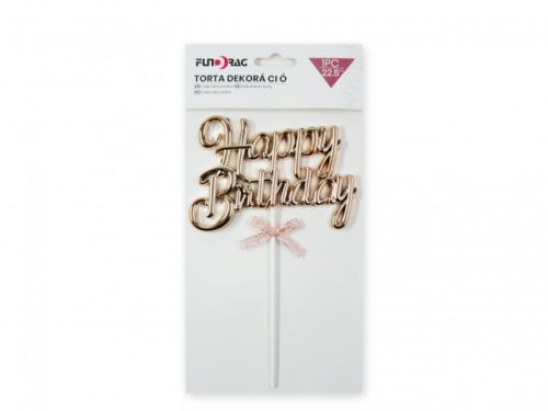 Tortadísz Happy Birthday Rosegold 