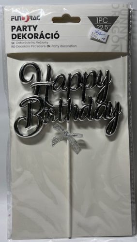 Tortadísz Happy Birthday Ezüst 