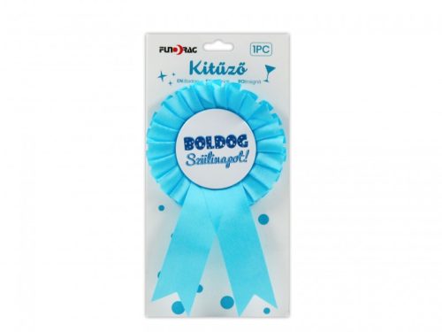 Party kitűző Boldog Szülinapot kék 10x17cm