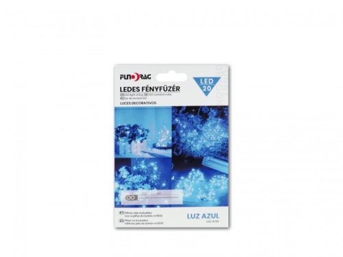 20 LEDes fényfüzér kék 2m elemes 625427  