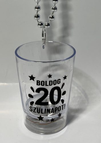 Party Pohár Nyaklánc Világítós Boldog Szülinapot! "20"