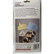 Tortadísz Boldog Szülinapot arany/gyöngyház 20,5cm 