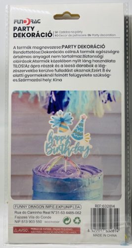 Torta dekoráció Happy Birthday Kék