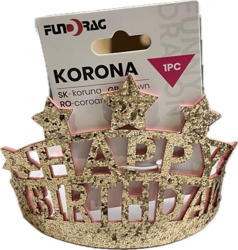 Korona Happy Birthday csillagos