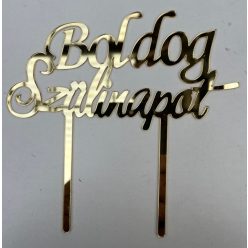 Torta dekoráció " Boldog  Szülinapot" Arany