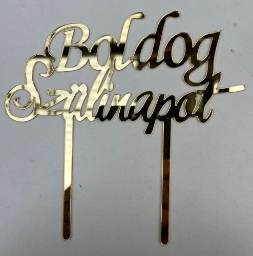 Torta dekoráció " Boldog  Szülinapot" Arany