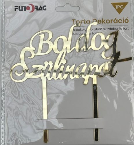 Torta dekoráció " Boldog  Szülinapot" Arany