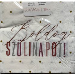   Szalvéta Boldog Szülinapot! arany pöttyös kétrétegű 16db 33x33cm