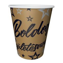   PARTI POHÁR, "BOLDOG SZÜLETÉSNAPOT"-ARANY, CSILLAGOS 2,5dl