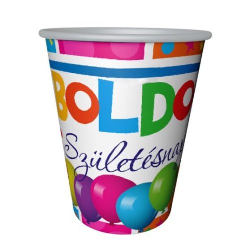 PARTI POHÁR, "BOLDOG SZÜLETÉSNAPOT"-LUFIS 2,5dl