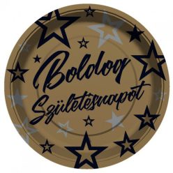   PARTI TÁNYÉR, "BOLDOG SZÜLETÉSNAPOT", ARANY-CSILLAGOS