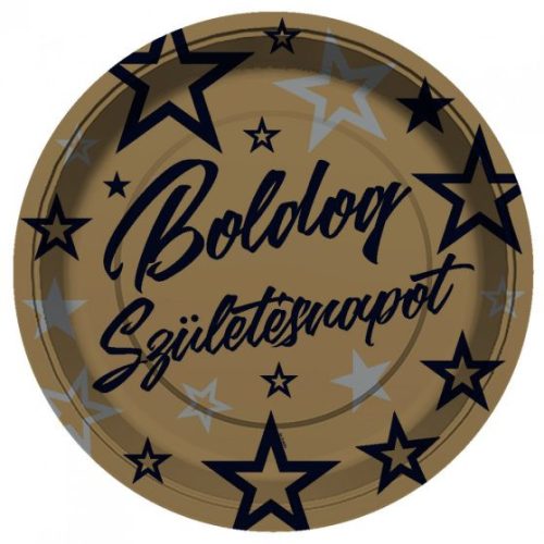 PARTI TÁNYÉR, "BOLDOG SZÜLETÉSNAPOT", ARANY-CSILLAGOS