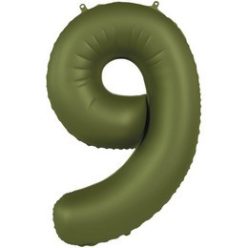   34 inch-es 9 Matt Zöld - Olive Green Számos Super Shape Fólia Lufi