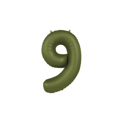 34 inch-es 9 Matt Zöld - Olive Green Számos Super Shape Fólia Lufi