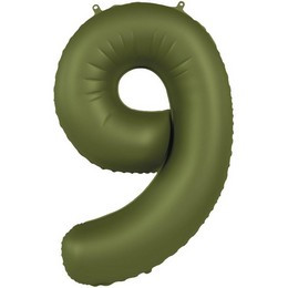 34 inch-es 9 Matt Zöld - Olive Green Számos Super Shape Fólia Lufi