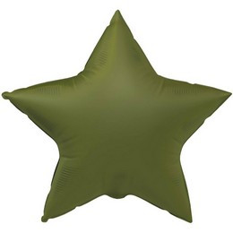 18 inch-es Matt Zöld - Olive Green Csillag Fólia Lufi