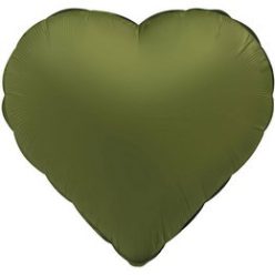 18 inch-es Matt Zöld - Olive Green Szív Fólia Lufi