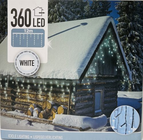 Égő Ledes 360led 12m jégcsap hideg fehér 220V IP44 