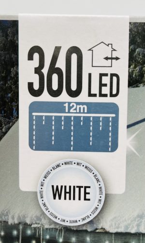 Égő Ledes 360led 12m jégcsap hideg fehér 220V IP44 