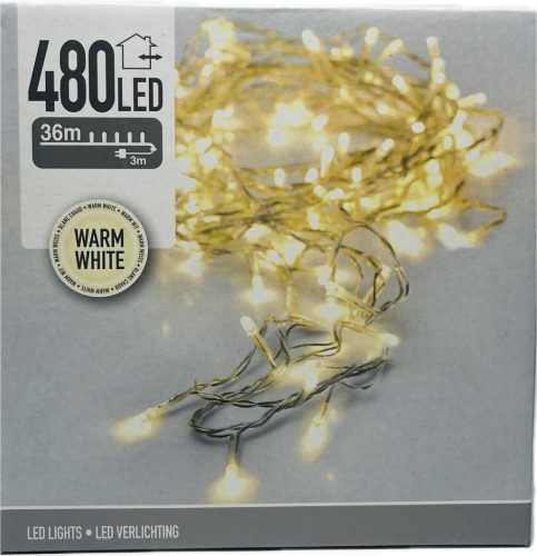 Égő Ledes 480led 36m meleg fehér 220V IP44