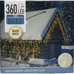 Égő Ledes 360led 12m jégcsap meleg fehér 220V IP44 