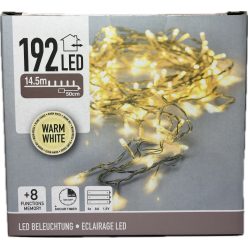 Égő Ledes 192led 14,5m  meleg fehér elemes 8 funkció