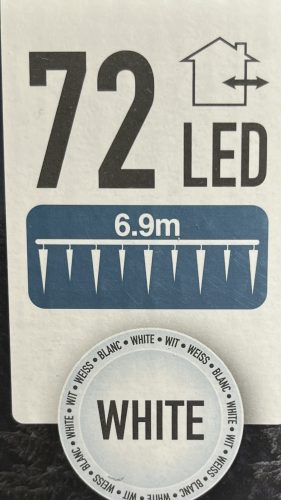 Jégcsap 72 led hideg fehér, 8 funkció, időzítő  6,9m (20/30cm jégcsapok 9db)